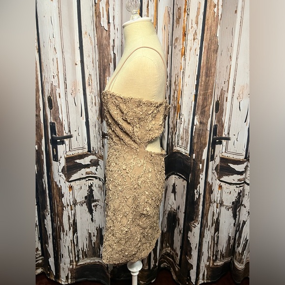 AKIRA Strapless Textured Tan Dress - Picture 3 of 8